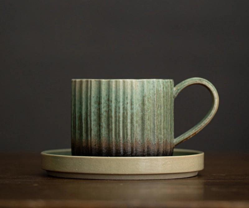 Gohobi Japanese Style Ceramic Coffee Mug with Saucer Set