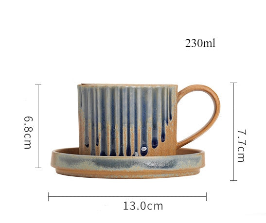 Gohobi Japanese Style Ceramic Coffee Mug with Saucer Set