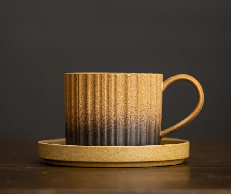 Gohobi Japanese Style Ceramic Coffee Mug with Saucer Set