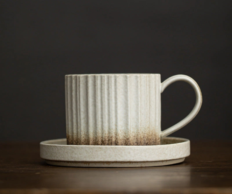 Gohobi Japanese Style Ceramic Coffee Mug with Saucer Set