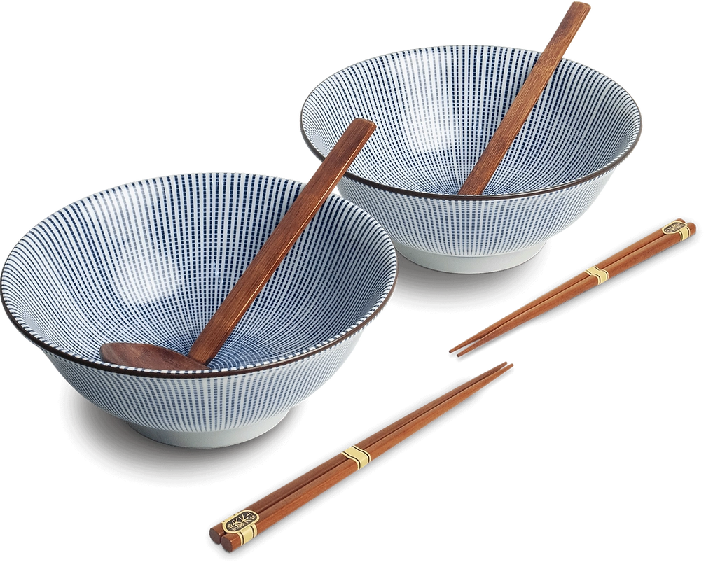 Japanese 2 Person Ramen Bowl Set